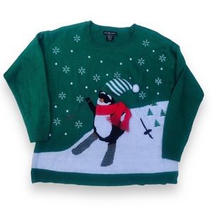 Ski Penguin Holiday Christmas Sweater United States Sweaters 2XL